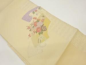 リサイクル 銀通し地紙に花車模様織出し名古屋帯